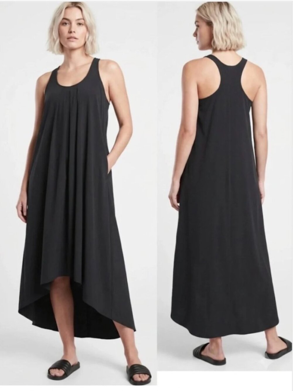Athleta Presidio black racer back travel dress. Large